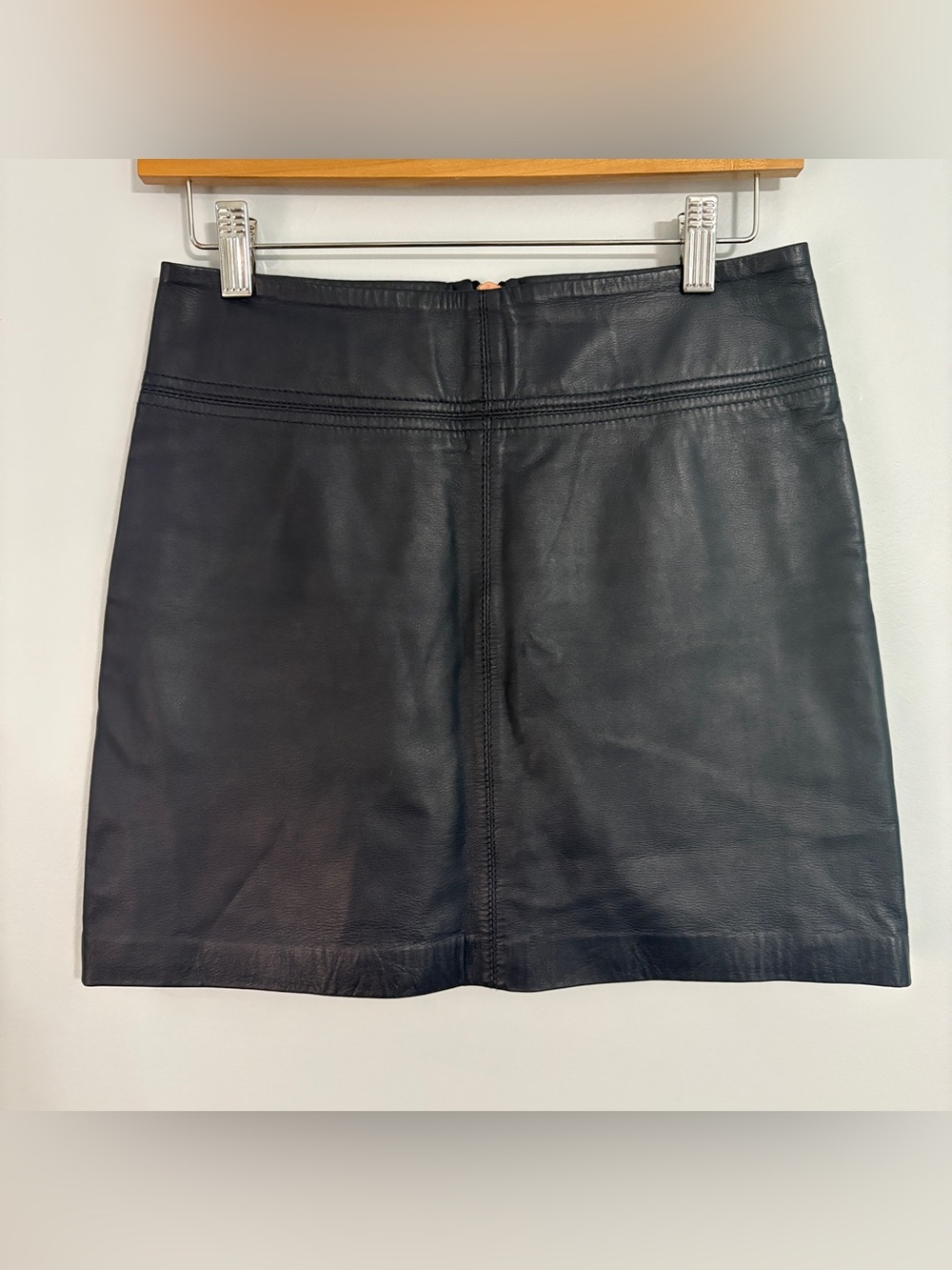 Vintage Kookai RARE Blue Sheepskin‎ Leather Y2K Mini Skirt Lined Size 34 EU 2 US